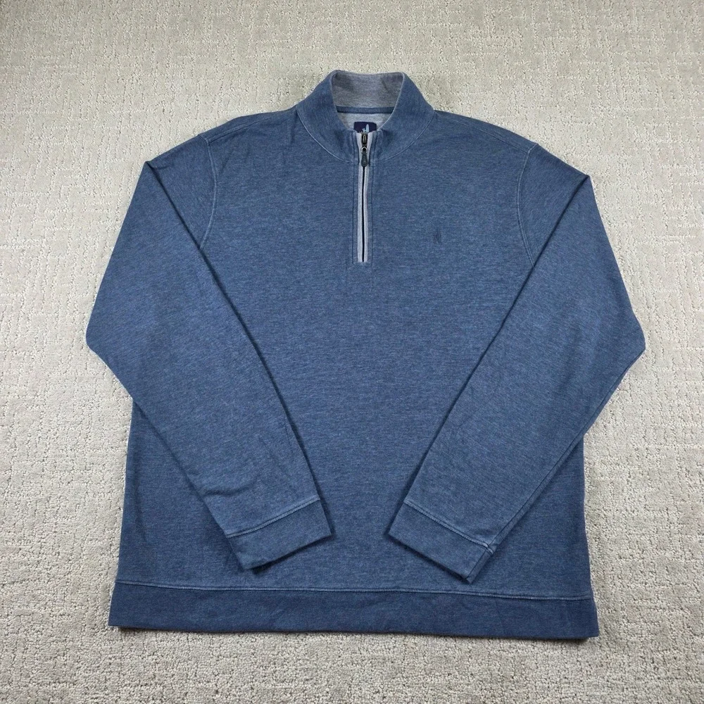 Johnnie-O Mens XL Blue Heathered Quarter Zip Long Sleeve Pullover Golf Sweater